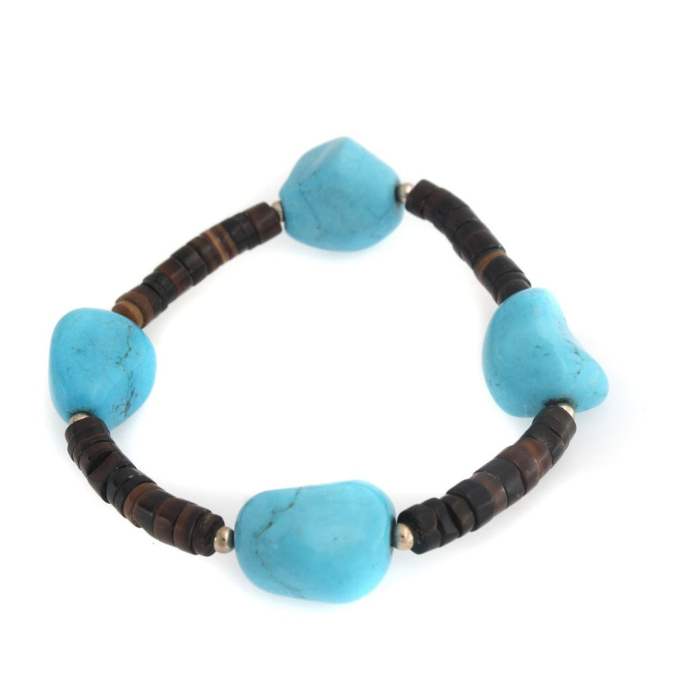 qvc Turquoise & Tiger Eye Beads Stretch Bracelet